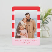 Kleurblok Strepen Kerst Foto kaart (Staand voorkant)