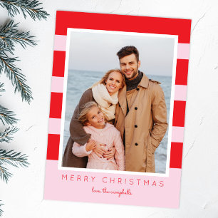 Kleurblok Strepen Kerst Foto kaart