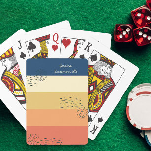 Kleurblok Stripe Blue Oranje Abstract Stoodle Pokerkaarten