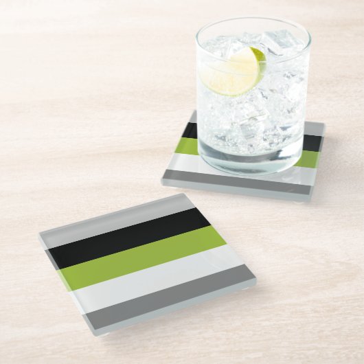 Kleurblok Stripes Lime Green Grey Black White Glazen Onderzetter (Schuin)