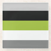 Kleurblok Stripes Lime Green Grey Black White Glazen Onderzetter (Voorkant)