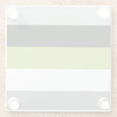 Kleurblok Stripes Lime Green Grey Black White Glazen Onderzetter (Achterkant)