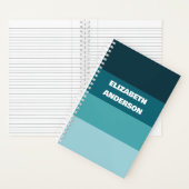 Kleurblok Teal Horizontale Streep Notitieboek (Binnen)