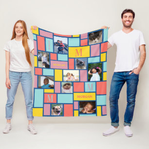 Kleurblok Tropisch Zee Moderne afbeelding 10 Foto Fleece Deken