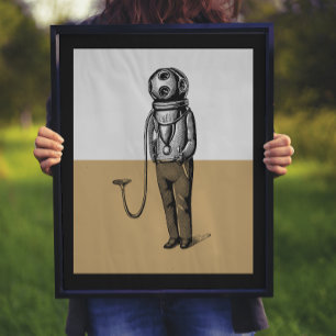  kleurblok voor illustratie van duiker poster