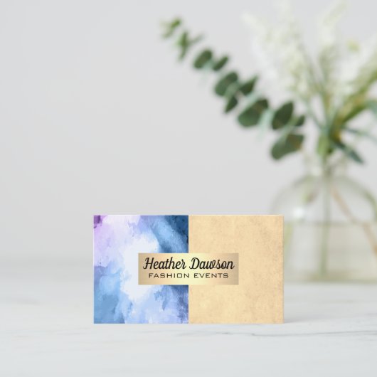 Kleurblok | WATERVERF | Goud metaal Visitekaartje (Staand voorkant)