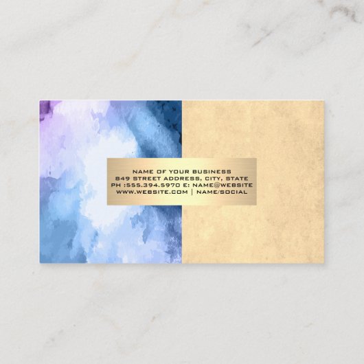 Kleurblok | WATERVERF | Goud metaal Visitekaartje (Achterkant)