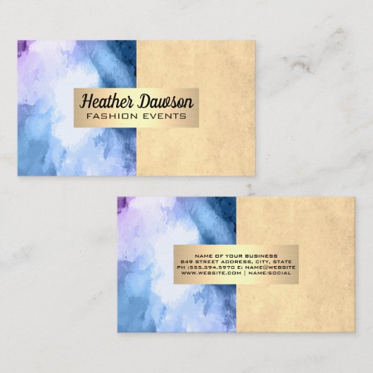 Kleurblok | WATERVERF | Goud metaal Visitekaartje (Voorkant / Achterkant)