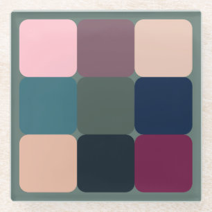 Kleurblokjes Glazen Onderzetter