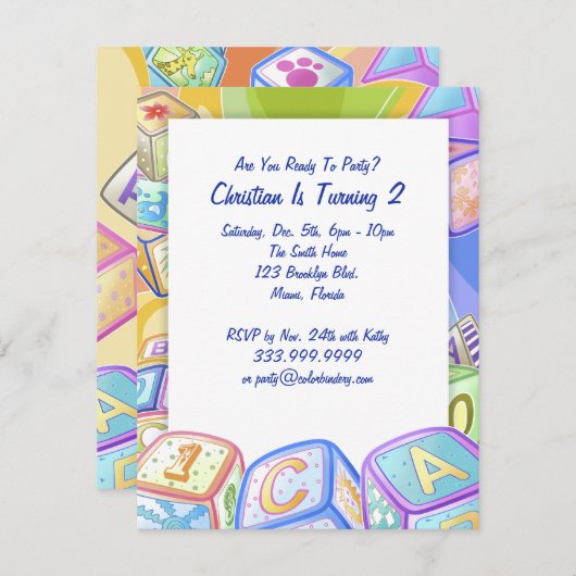 Kleurblokken 4,25 x 5,5-inch uitnodiging (Voorkant / Achterkant)