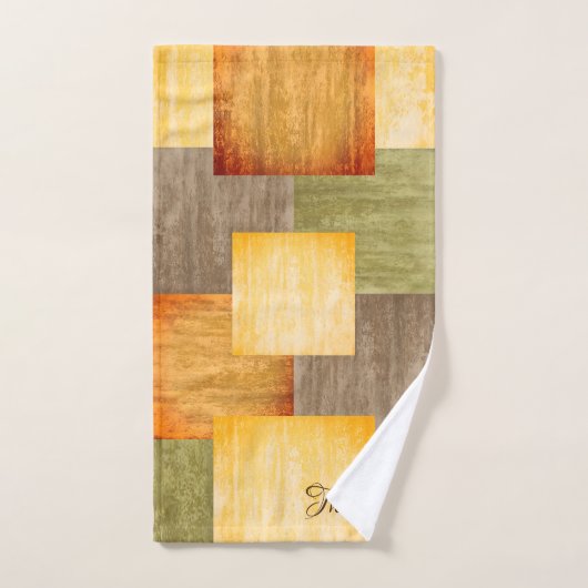 Kleurblokken herfst bad handdoek (Handdoek)