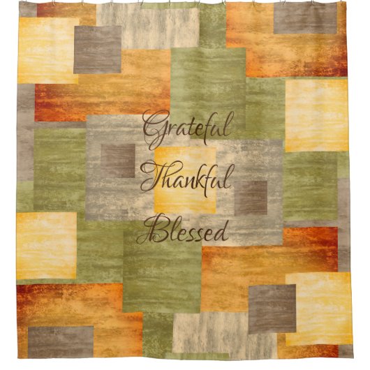 Kleurblokken herfst douchegordijn (Voorkant)