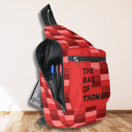 Kleurblokken in tinten rood sling bag