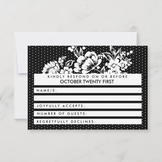 Kleurblokkerende Mod Polka Dots RSVP Wedding Kaart (Voorkant)