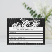 Kleurblokkerende Mod Polka Dots RSVP Wedding Kaart (Staand voorkant)