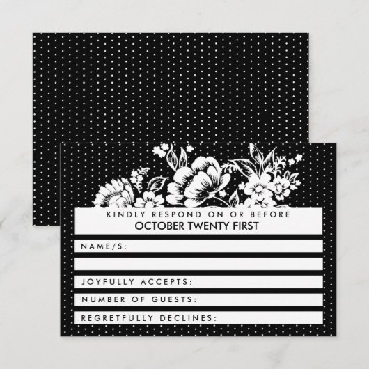 Kleurblokkerende Mod Polka Dots RSVP Wedding Kaart (Voorkant / Achterkant)