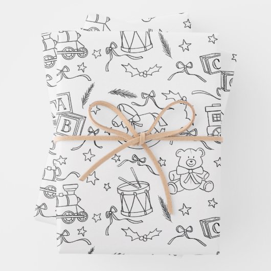 Kleurboek Classic Christmas Speelgoed Land Inpakpapier Vel (In situ)