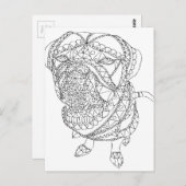 Kleurboek Dog, kleurbare tekening Briefkaart (Voorkant / Achterkant)