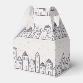 Kleurboek kerstdorp in de sneeuw bedankdoosjes