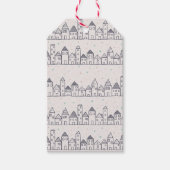 Kleurboek kerstdorp in de sneeuw cadeaulabel (Voorkant)