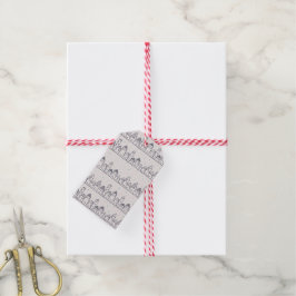 Kleurboek kerstdorp in de sneeuw cadeaulabel