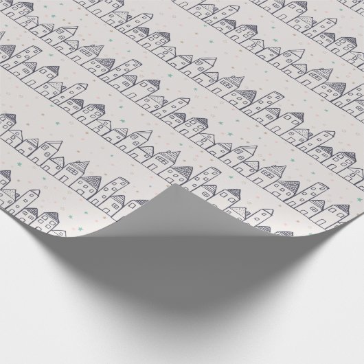 Kleurboek kerstdorp in de sneeuw cadeaupapier (Hoek)