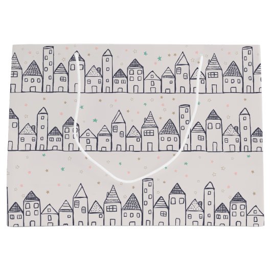 Kleurboek kerstdorp in de sneeuw groot cadeauzakje (Voorkant)