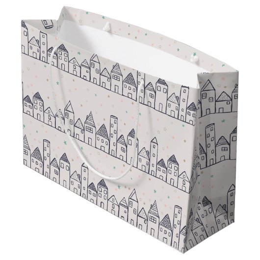 Kleurboek kerstdorp in de sneeuw groot cadeauzakje (Achterkant Gekanteld)