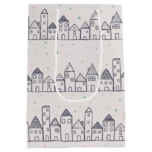 Kleurboek kerstdorp in de sneeuw medium cadeauzakje (Achterkant)