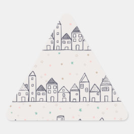 Kleurboek kerstdorp in de sneeuw sticker