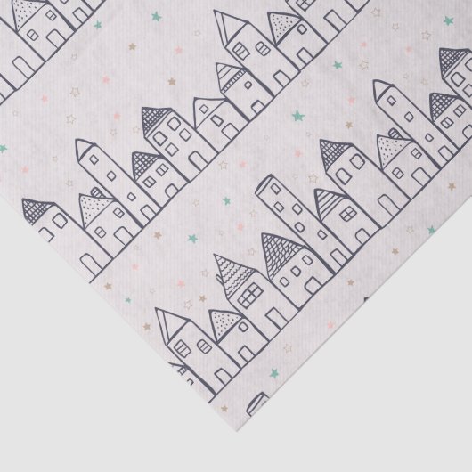 Kleurboek kerstdorp in de sneeuw tissuepapier (Detail)