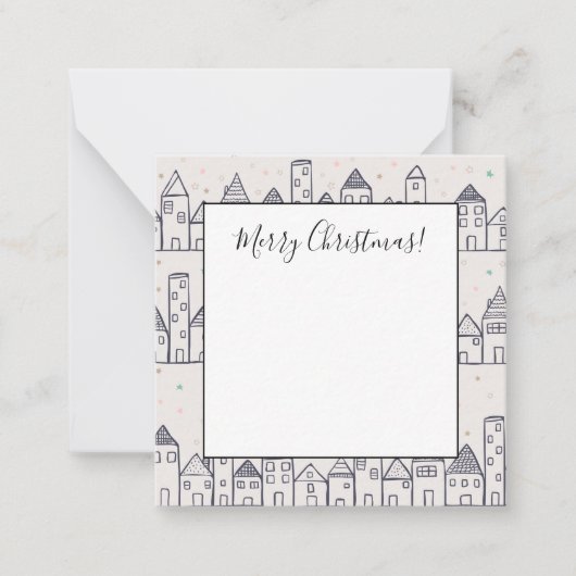 Kleurboek Kerstmis Dorp in de Sneeuw Notitiekaartje (Voorkant)