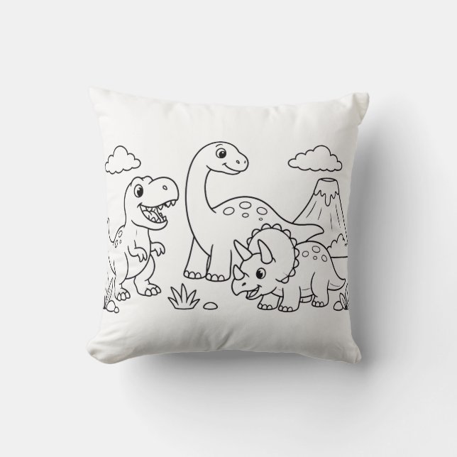 Kleurboek Kussen Dinosaur | Kinderkamer Decoratie (Voorkant)
