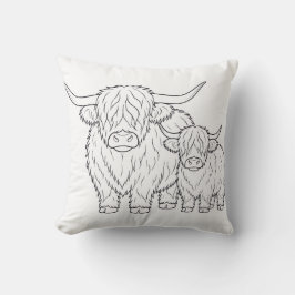 Kleurboek Kussen met Schotse Hooglanders