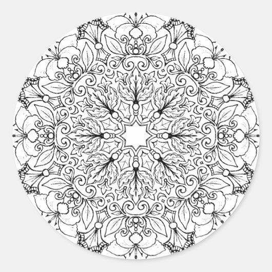 Kleurboek Mandala 1-63 Ronde Sticker (Voorkant)