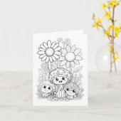 Kleurboek Moederdag voor kinderen Kaart (Gele Bloem)