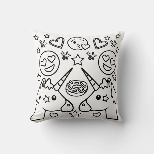 Kleurboek Unicorn Emoji Pillow Kussen (Voorkant)