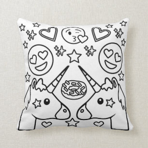 Kleurboek Unicorn Emoji Pillow Kussen