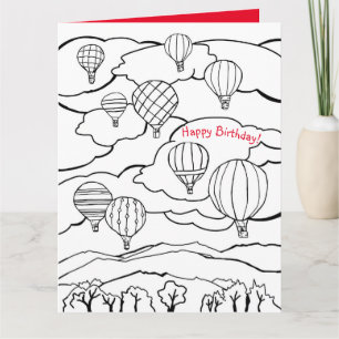 Kleurboek Verjaardag Kaart Hete Luchtballonnen