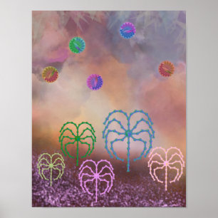 Kleurbos en wolken poster