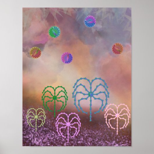 Kleurbos en wolken poster (Voorkant)