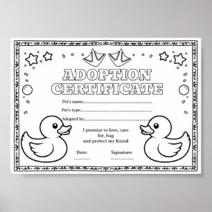 Kleurcertificaat voor het adopteren van een huisdi poster
