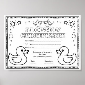 Kleurcertificaat voor het adopteren van een huisdi poster