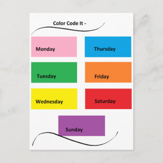 Kleurcode het Visuele Herkenningstekens Dagen van  Briefkaart