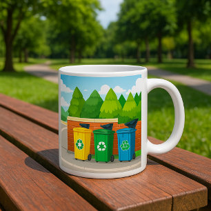 Kleurcodering Afvalscheiding Prullenbakken Koffiemok
