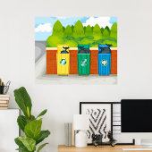 Kleurcodering Afvalscheiding Recycling Bins Poster