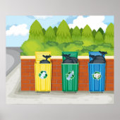 Kleurcodering Afvalscheiding Recycling Bins Poster (Voorkant)