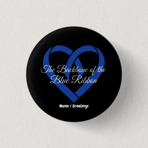 Kleurdarmkanker Ruggengraat Hart Blauw Bewustzijn  Ronde Button 3,2 Cm