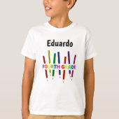 Kleurde Pencils 4th Grade Boy T-Shirt (Voorkant)