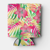 Kleurde tropische bloemen blikjeskoeler (Voorkant)